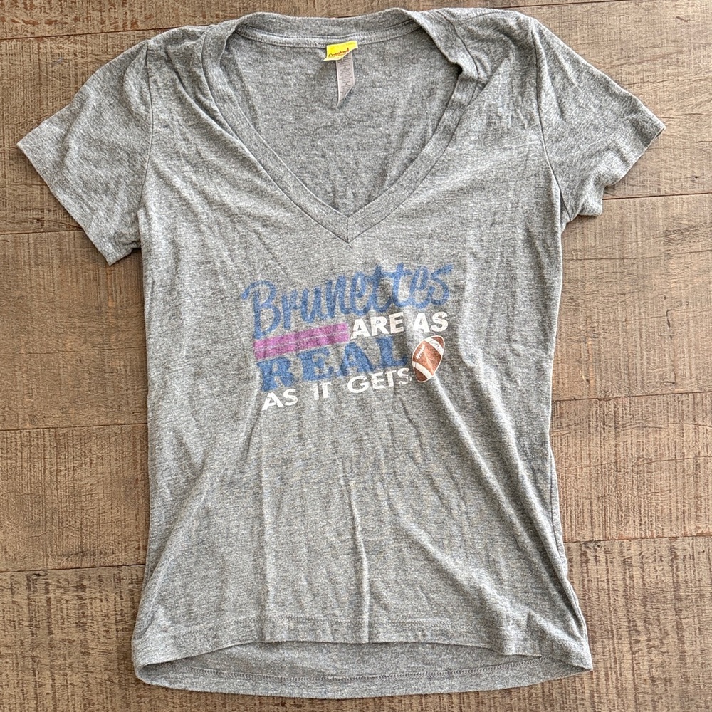 Gray V-Neck Graphic Tee